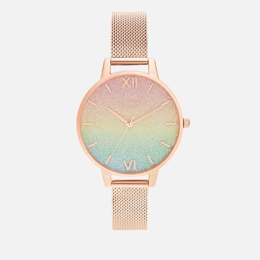 商品Olivia Burton|Olivia Burton Women's Rainbow Glitter Dial Watch - Rose Gold Mesh,价格¥788,第1张图片