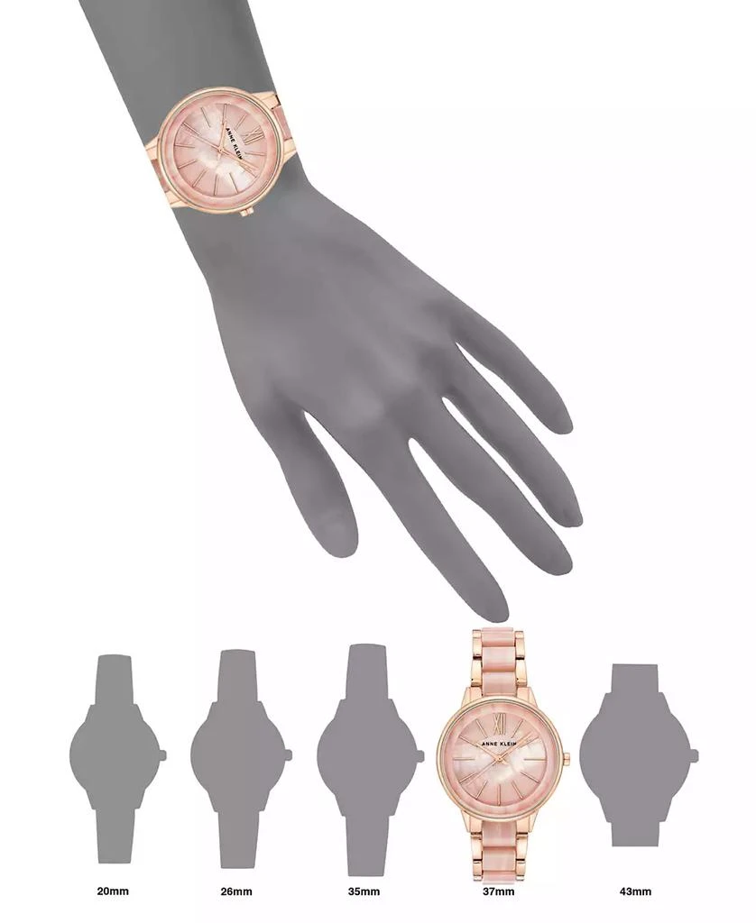 商品Anne Klein|Women's Rose Gold-Tone & Pink Marble Acrylic Bracelet Watch 37mm,价格¥337,第4张图片详细描述