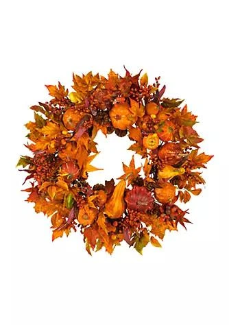 商品NEARLY NATURAL|Natural 28 In. Harvest Wreath,价格¥1146,第1张图片