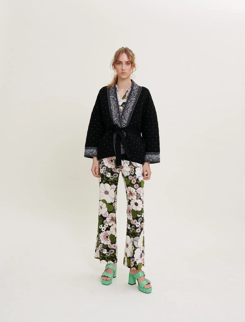 商品Maje|Belted jacquard cardigan with studs,价格¥2011,第1张图片