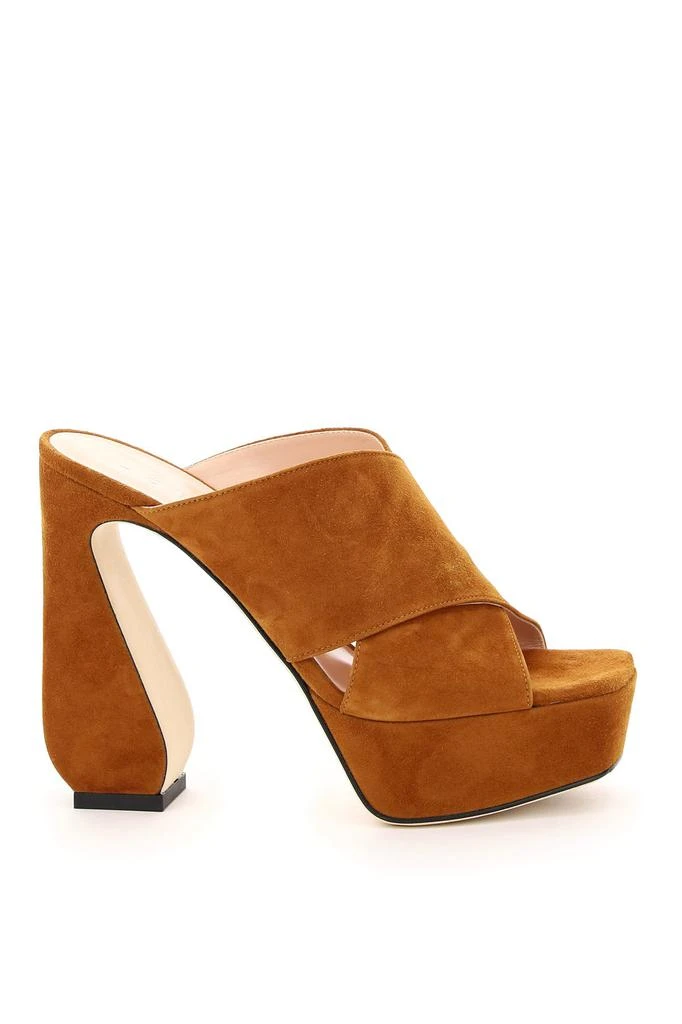 商品SI ROSSI|Si sergio rossi suede platform mules,价格¥2367,第1张图片