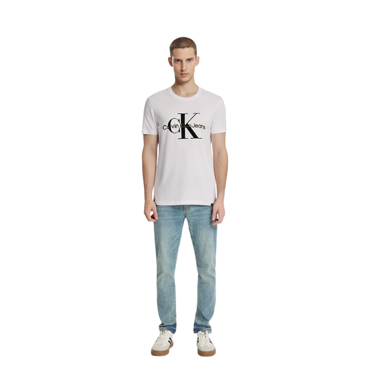 商品[国内直发] Calvin Klein|CALVIN KLEIN 印花Logo纯色纯棉圆领短袖T恤 男款 白色,价格¥579,第7张图片详细描述