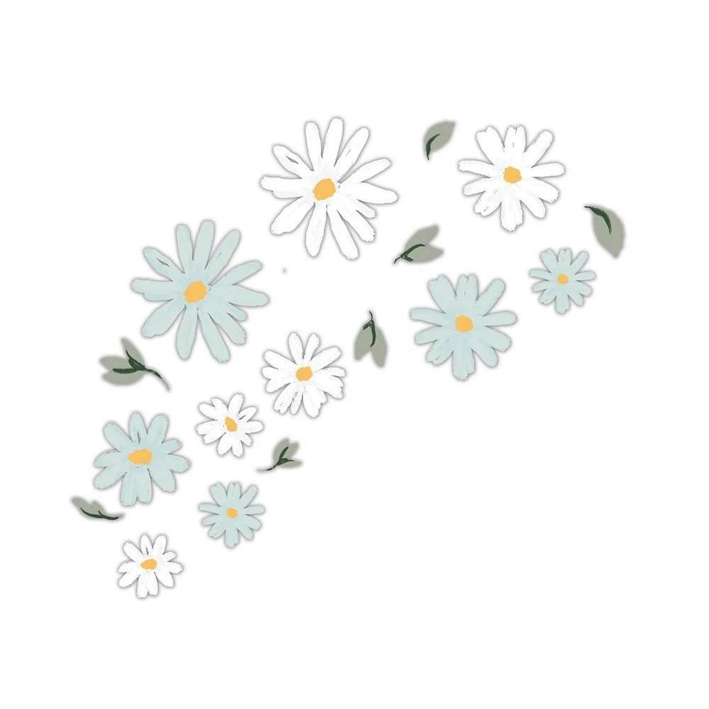 商品Lambs & Ivy|Sweet Daisy Blue/White Flowers Wall Decals/Stickers,价格¥164,第1张图片