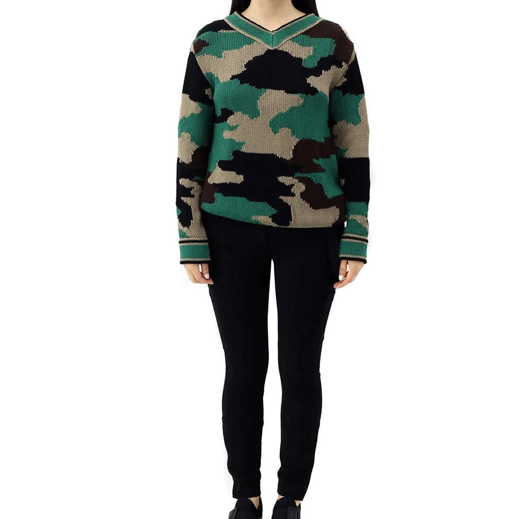 商品Burberry|Burberry Camouflage Intarsia Cotton V-neck Sweater, Size X-Small,价格¥1251,第1张图片