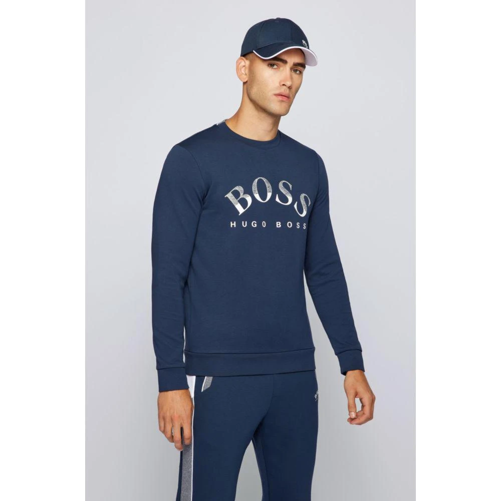商品Hugo Boss|HUGO BOSS - Cotton Blend Slim Fit Sweatshirt With Curved Logo,价格¥811,第3张图片详细描述