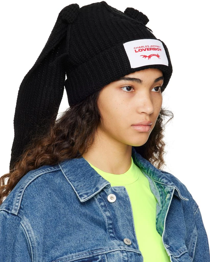 商品Charles Jeffrey Loverboy|Black Chunky Rabbit Beanie,价格¥1546,第2张图片详细描述