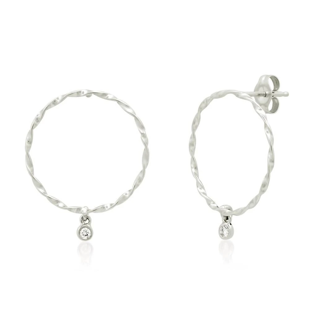 商品Elliot Young|Women's 14K Twisted Hoop Earring In White Gold/diamond,价格¥2221,第1张图片