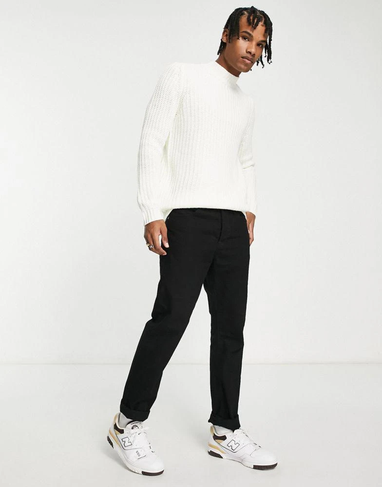 商品ASOS|ASOS DESIGN heavyweight fisherman rib turtle neck jumper in white,价格¥154,第4张图片详细描述