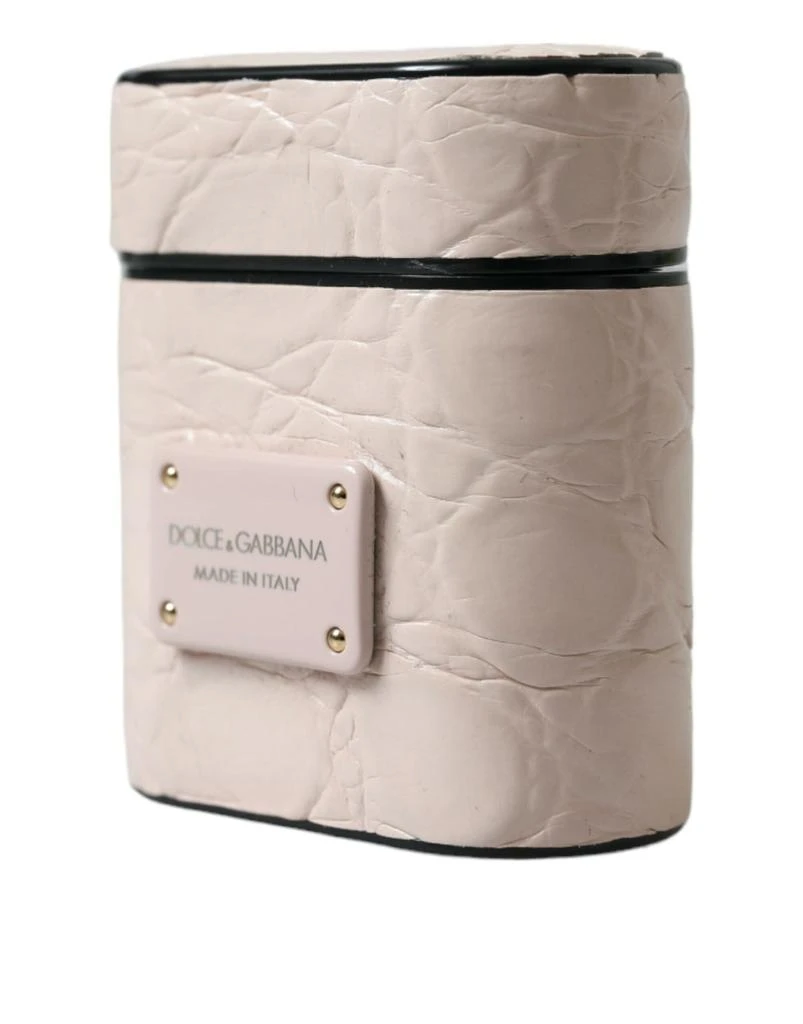 商品Dolce & Gabbana|Dolce & Gabbana Light Pink Calf Leather Metal Logo Plaque Airpods Case,价格¥1196,第2张图片详细描述