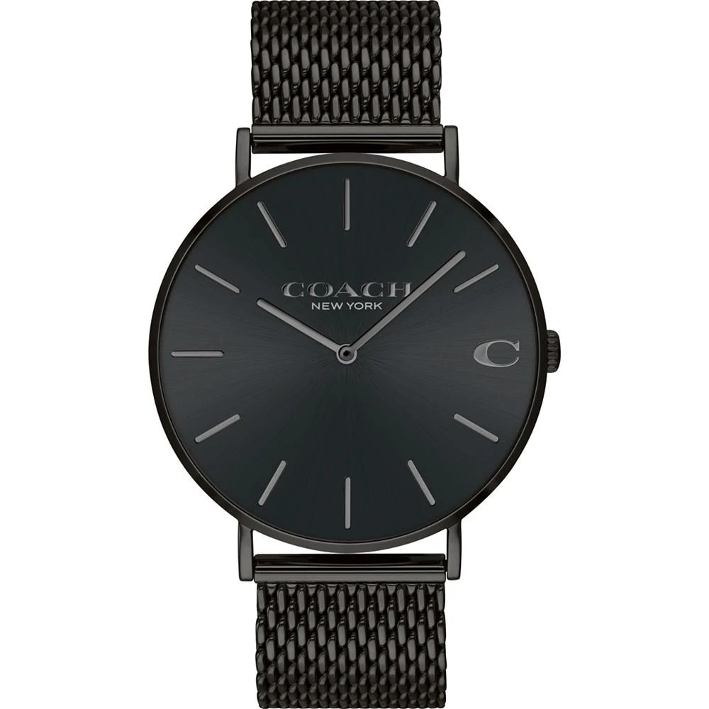 商品Coach|Men's Charles Black Stainless Steel Mesh Bracelet Watch 36mm,价格¥1334,第1张图片