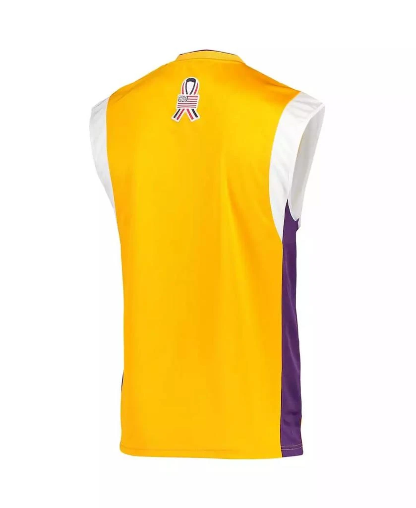 商品Mitchell & Ness|Men's Gold Los Angeles Lakers 2002 NBA Finals Hardwood Classics On-Court Authentic Sleeveless Shooting Shirt,价格¥943,第4张图片详细描述