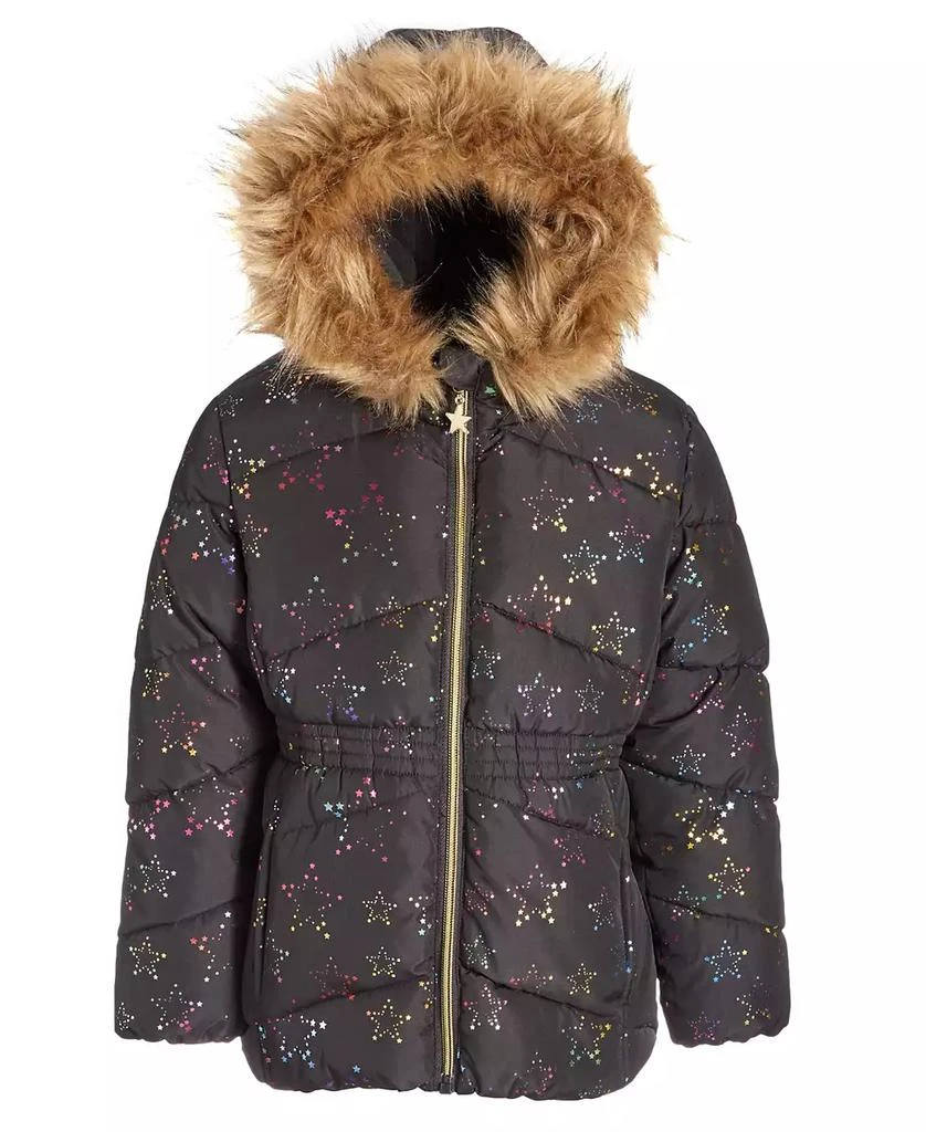 商品S Rothschild & CO|Toddler & Little Girls Foil Quilted Puffer Coat  With Faux-Fur Trim,价格¥150,第1张图片