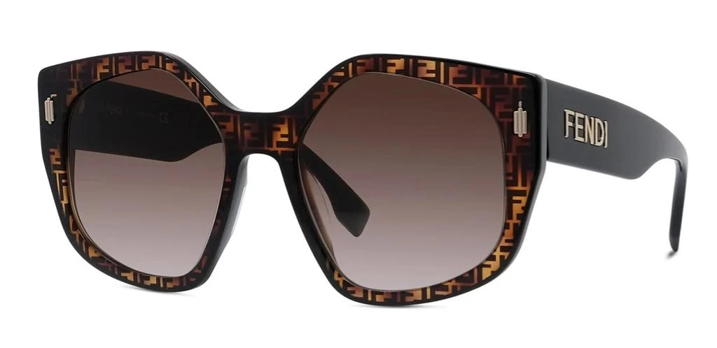 商品Fendi|Brown Gradient Irregular Ladies Sunglasses FE40017I 55F 55,价格¥1883,第1张图片