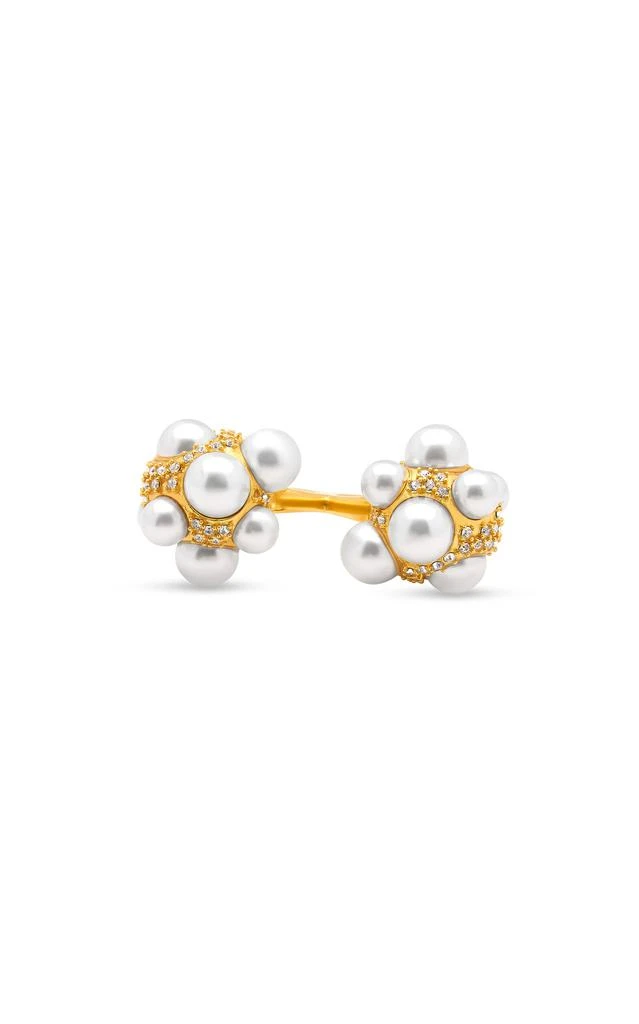 商品Oscar de la Renta|Oscar de la Renta - Pearl Pave Cluster Double Ring - Gold - OS - Moda Operandi - Gifts For Her,价格¥3122,第1张图片