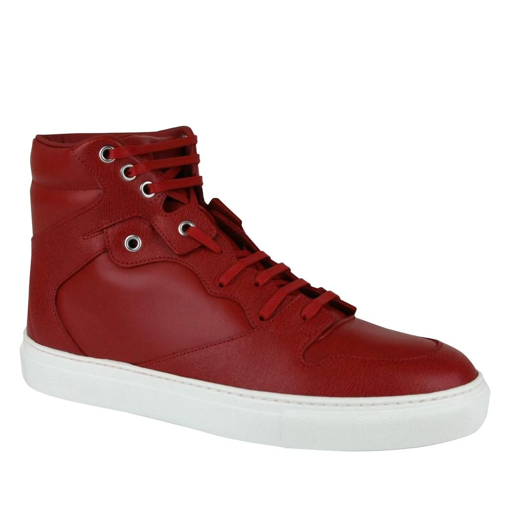 商品Balenciaga|Balenciaga Men's Hi Top Dark Red Leather / Coated Canvas Sneaker 391205,价格¥4683,第1张图片