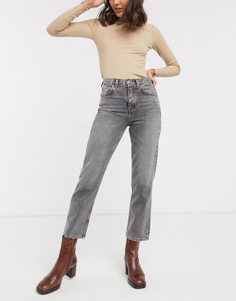 Topshop Editor straight leg jeans in grey商品第4张图片规格展示