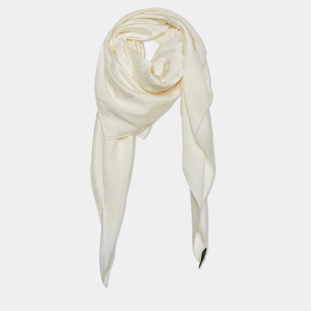 商品[二手商品] Louis Vuitton|Louis Vuitton Ivory Monogram Jacquard Silk Monaco Scarf,价格¥3317,第2张图片详细描述