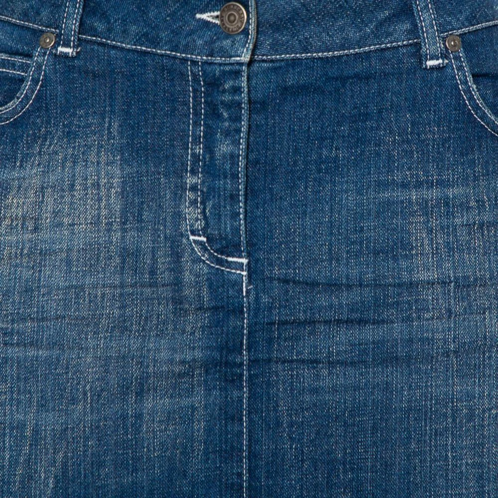 商品[二手商品] Burberry|Burberry Navy Blue Denim Pleated Detail Mini Skirt S,价格¥808,第4张图片详细描述