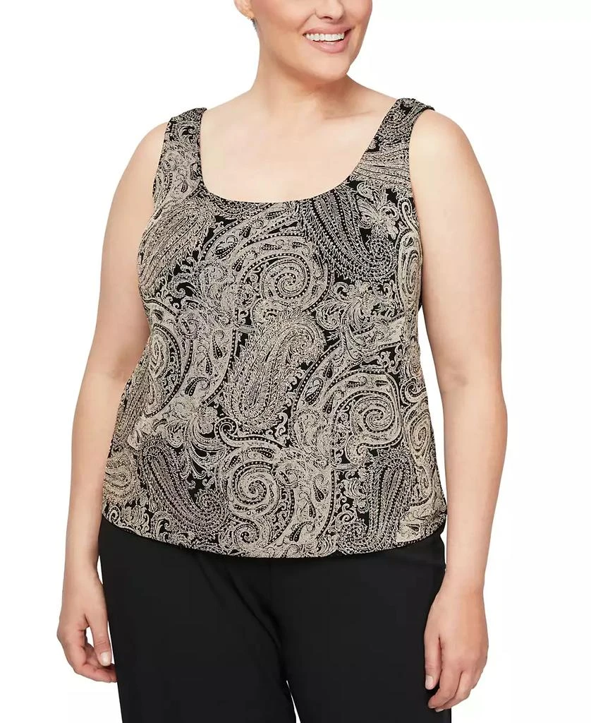 商品Alex Evenings|Plus Size Glitter-Print Jacket & Top Set,价格¥946,第3张图片详细描述