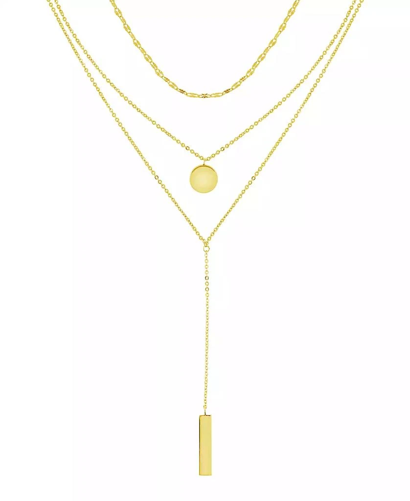 商品Essentials|Triple Chain 15" Layered Disc & Bar Necklace in Gold Plate or Silver Plate,价格¥149,第1张图片