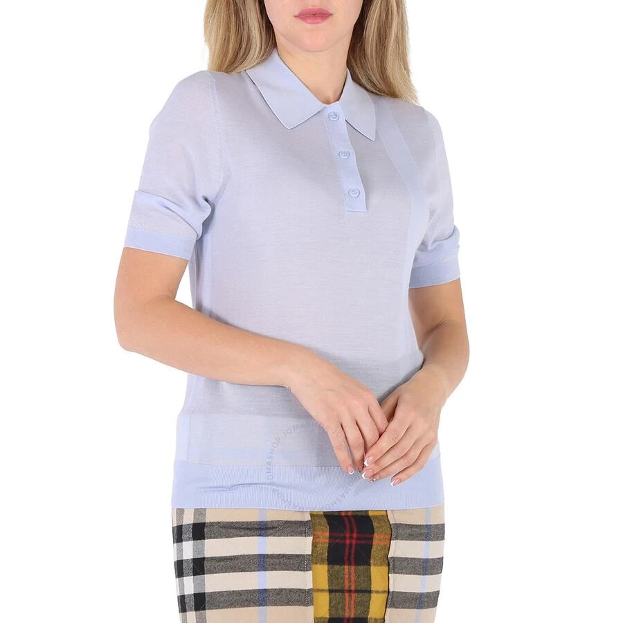 商品Burberry|Ladies Pale Blue Madeline Wool-Blend Logo Polo Shirt,价格¥961,第1张图片