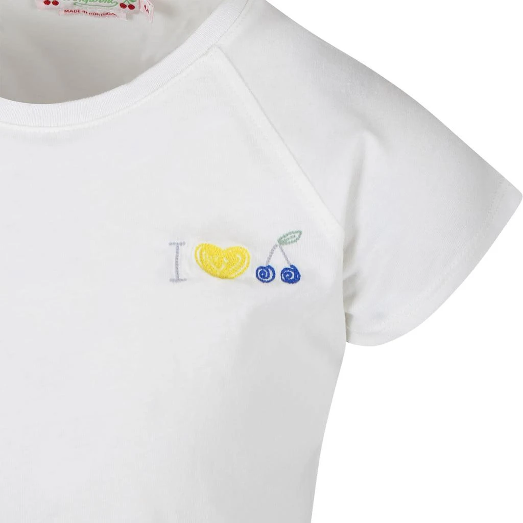 商品Bonpoint|White T-shirt For Girl With Embroidery,价格¥794,第3张图片详细描述