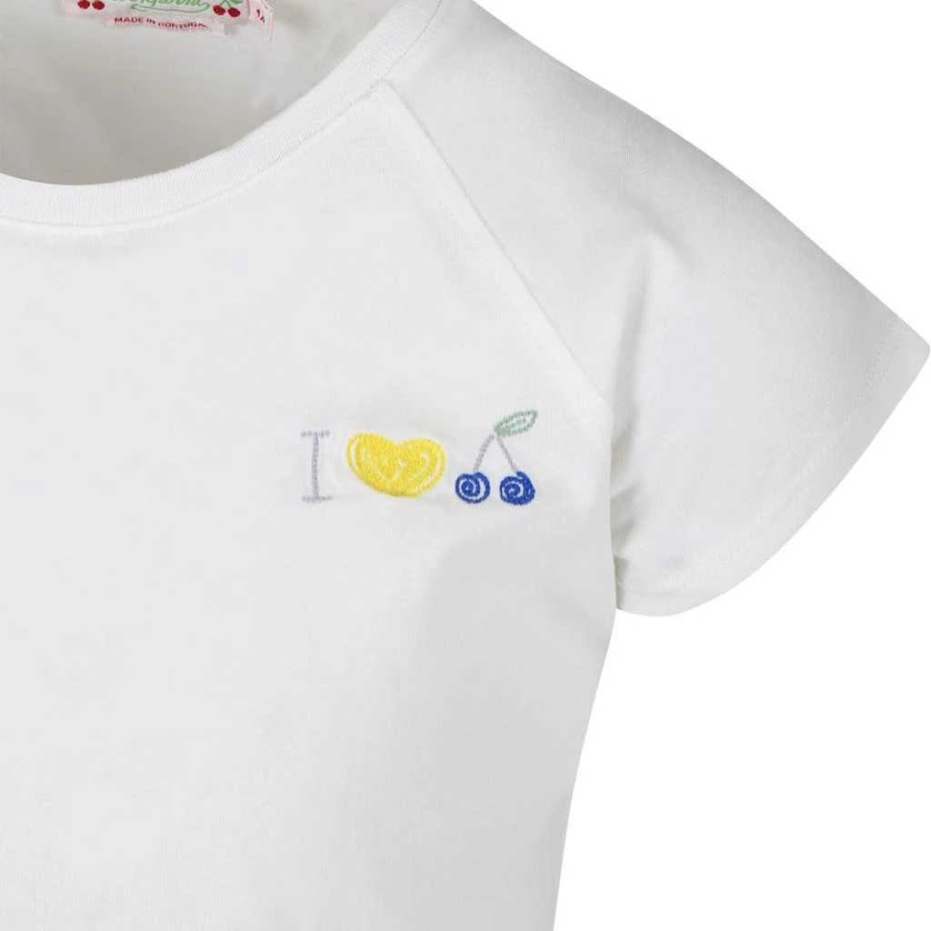 商品Bonpoint|White T-shirt For Girl With Embroidery,价格¥858,第3张图片详细描述