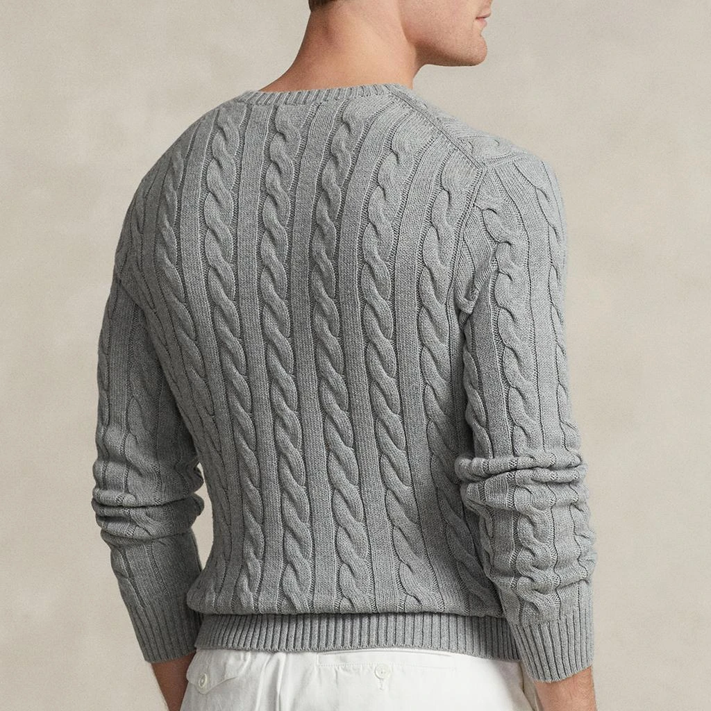 商品Ralph Lauren|Men's Cable Knit Cotton Jumper - Fawn Grey Heather,价格¥1408,第2张图片详细描述