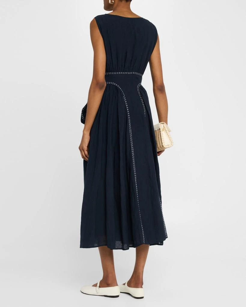 商品Merlette|Verena Topstitched Linen Midi Dress,价格¥5197,第3张图片详细描述