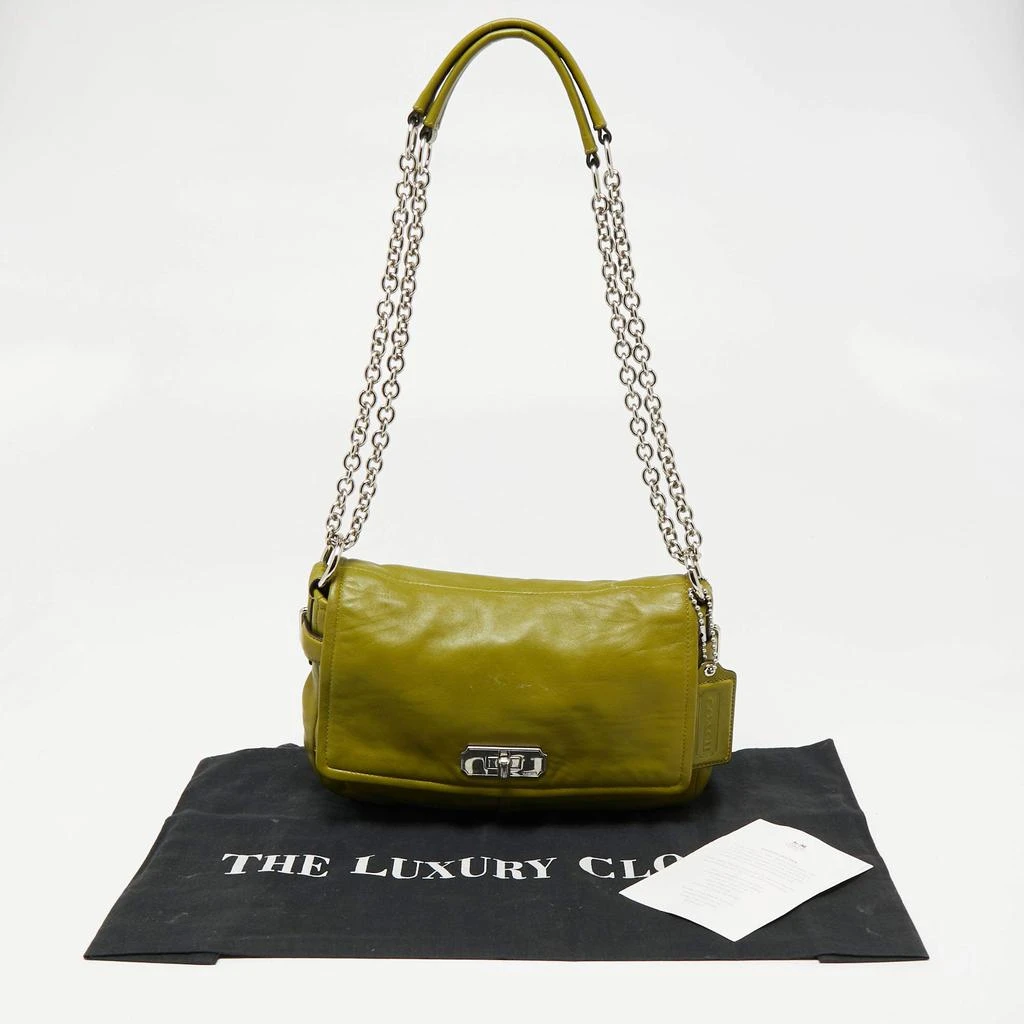 Coach Green Leather Turn-lock Flap Chain Shoulder Bag 商品
