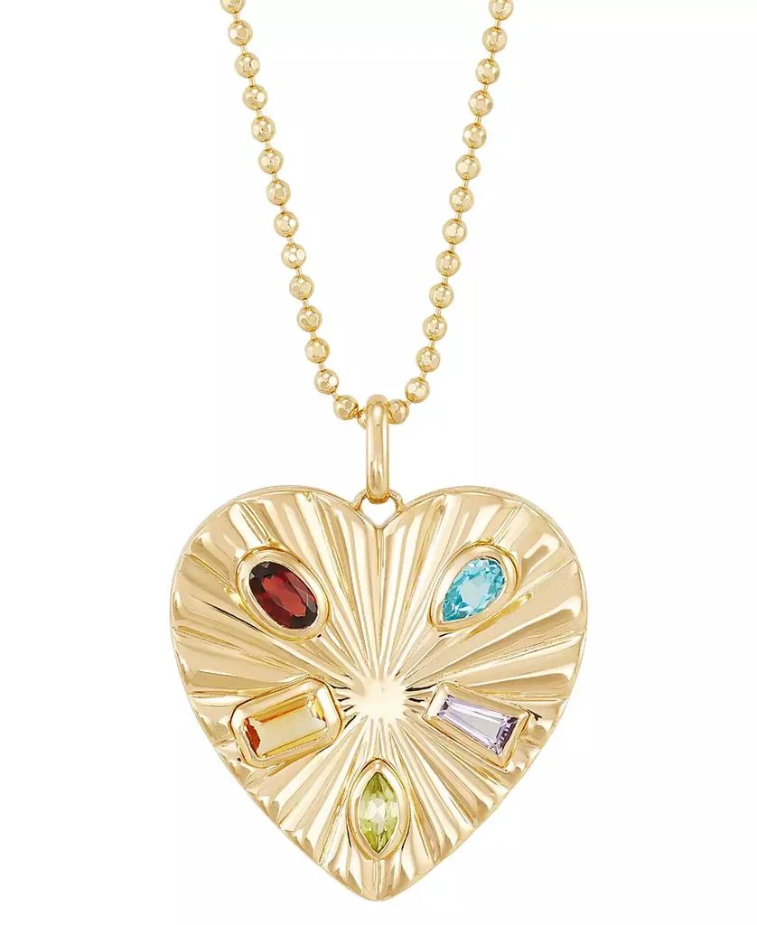 商品Macy's|Multi-Stone (1 ct.tw.) 18" Heart Pendant Necklace in 14k Gold-Plated Sterling Silver,价格¥986,第1张图片