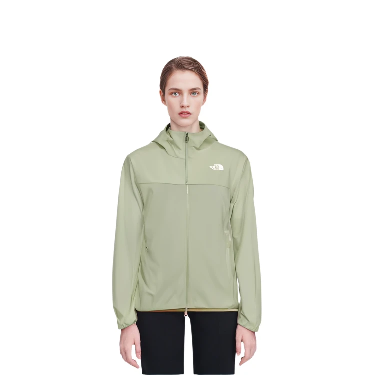商品[国内直发] The North Face|[预售3天]北面 ZEPHYR 品牌logo印花图案拉链连帽防水夹克外套 女款 绿色,价格¥453,第3张图片详细描述