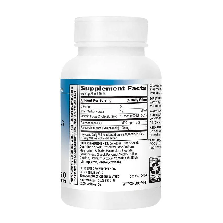 商品Walgreens Free & Pure|Glucosamine Daily Complex +D Tablets,价格¥146,第3张图片详细描述