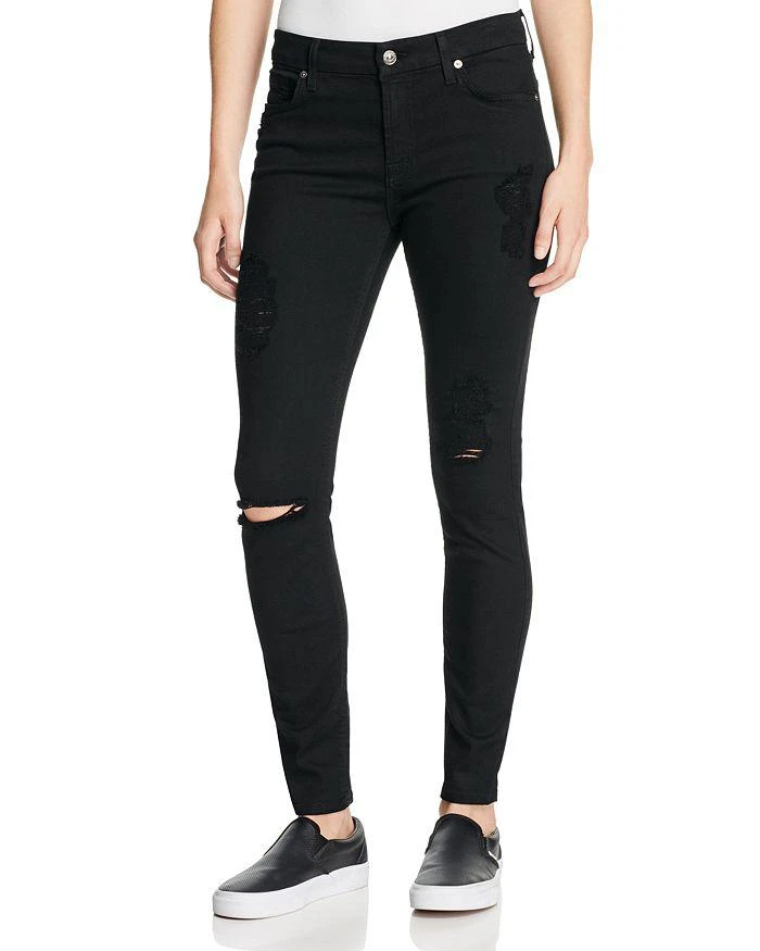 商品7 For All Mankind|b(air) Destroyed Skinny Ankle Jeans in Black,价格¥796,第1张图片