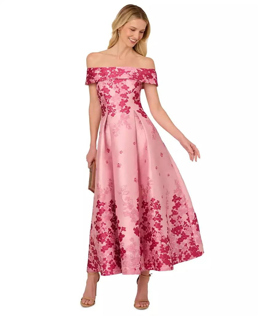 商品Adrianna Papell|Women's Floral-Print Off-The-Shoulder Dress,价格¥1848,第1张图片