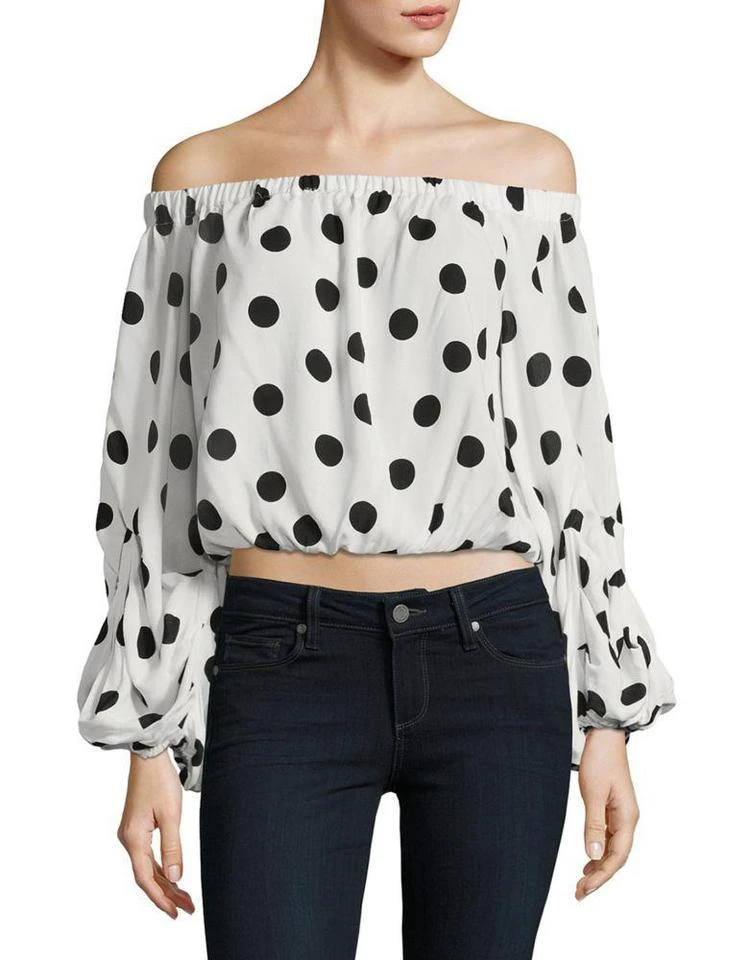 商品Miss Selfridge|Cropped Polka Dot Off-The-Shoulder Blouse,价格¥145,第2张图片详细描述