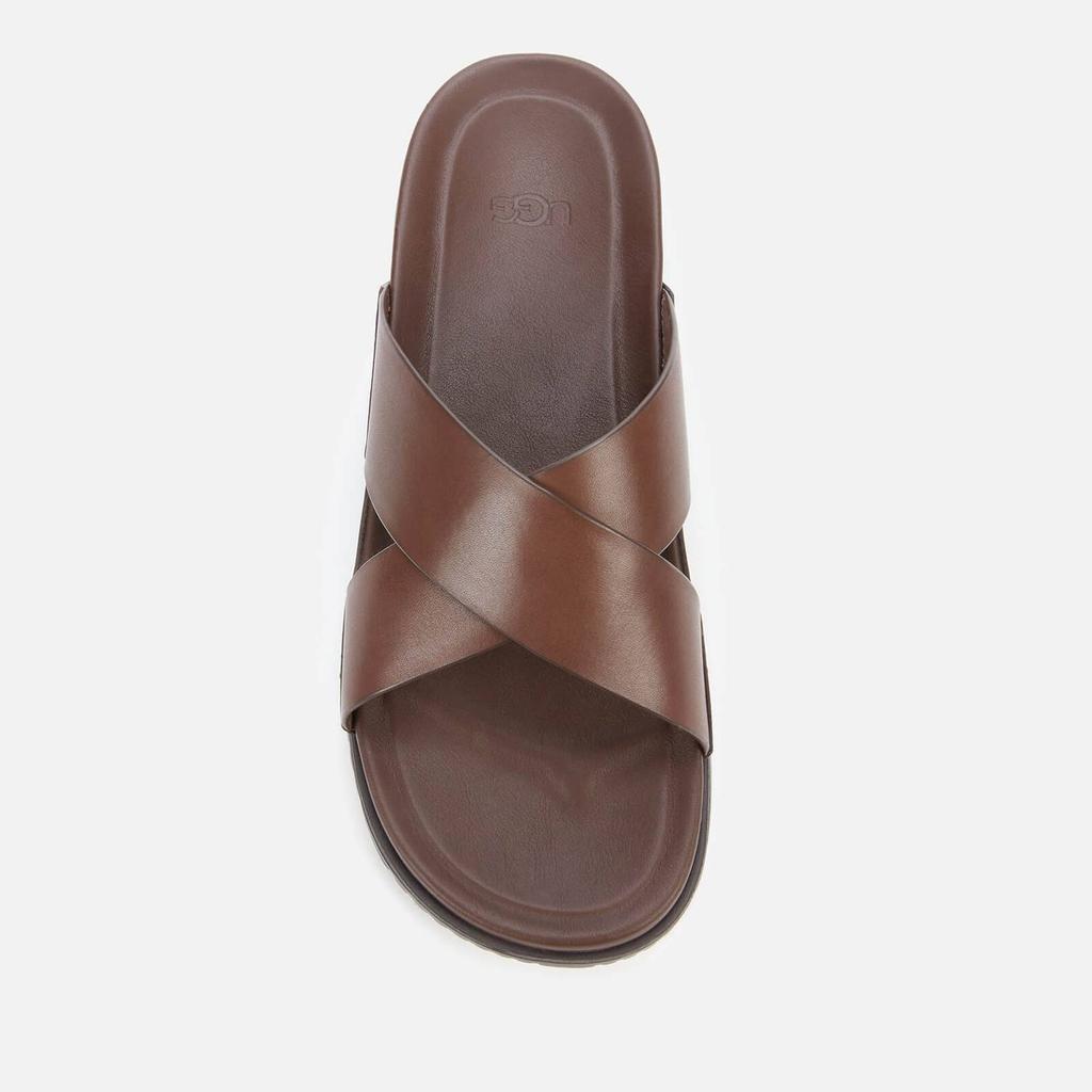 商品UGG|UGG Men's Wainscott Leather Slide Sandals - Grizzly,价格¥796,第5张图片详细描述