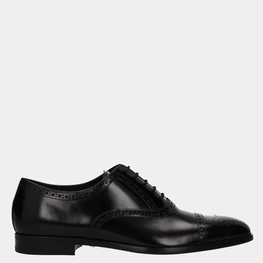 商品Prada|Prada Black Leather Lace Up And Monkstrap Shoes Size US 9.5 EU 42.5,价格¥7143,第1张图片
