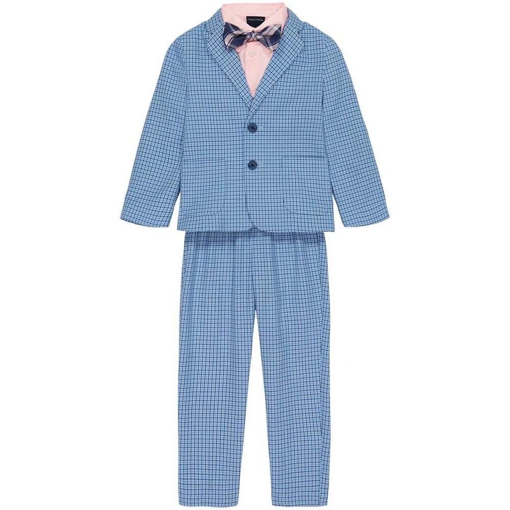 商品Nautica|Toddler Boys Blue Hounds Tooth Suit, 4-Piece Set,价格¥184,第1张图片