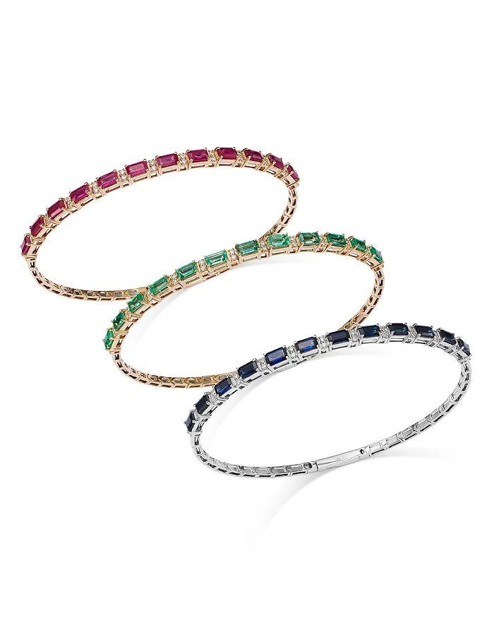 商品Bloomingdale's|Emerald & Diamond Bangle Bracelet in 14K Yellow Gold,价格¥18747,第1张图片详细描述