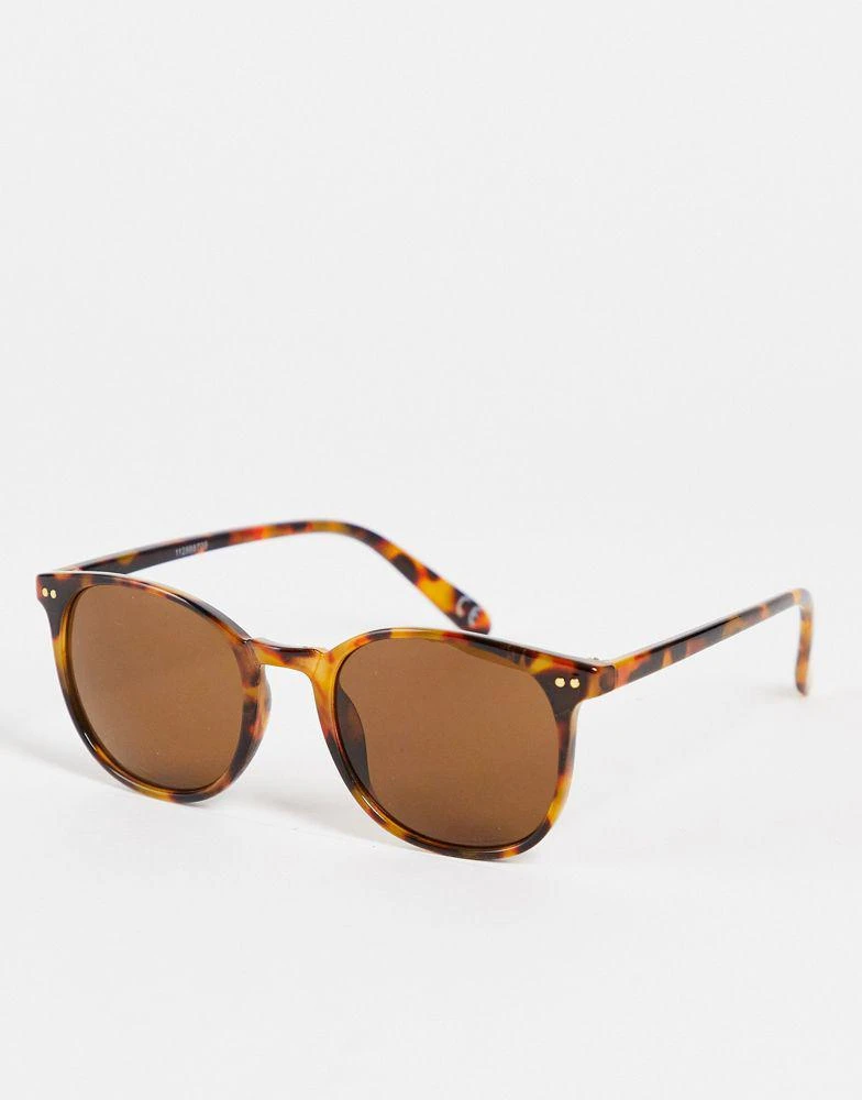 商品ASOS|ASOS DESIGN fine frame round sunglasses in dark crystal tort,价格¥97,第1张图片