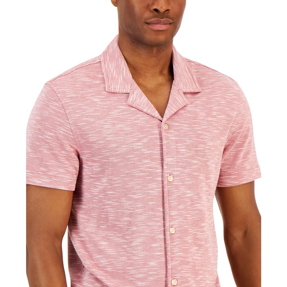 Men's Slub Pique Textured Short-Sleeve Camp Collar Shirt, Created for Macy's商品第3张图片规格展示