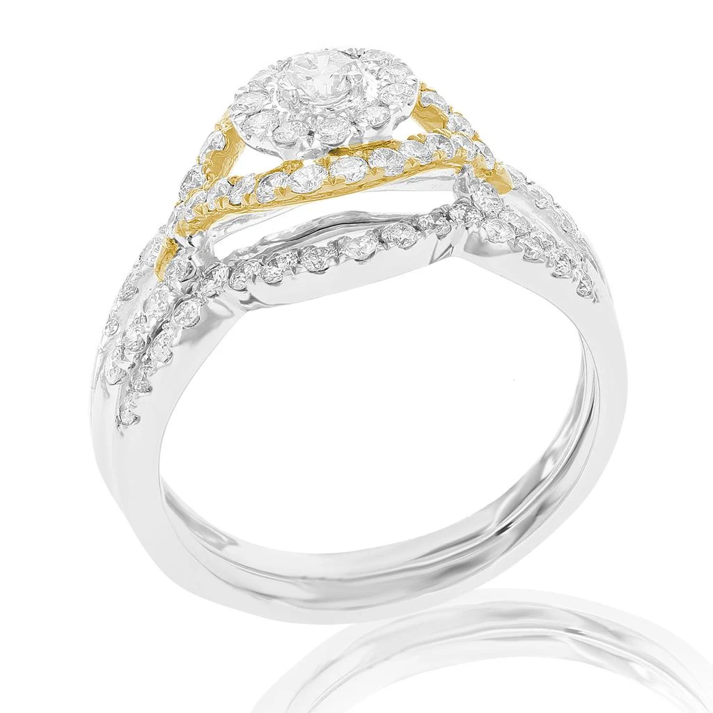 商品Vir Jewels|1 cttw Diamond Wedding Engagement Ring Set 14K White Yellow Gold Halo Bridal,价格¥8502,第4张图片详细描述