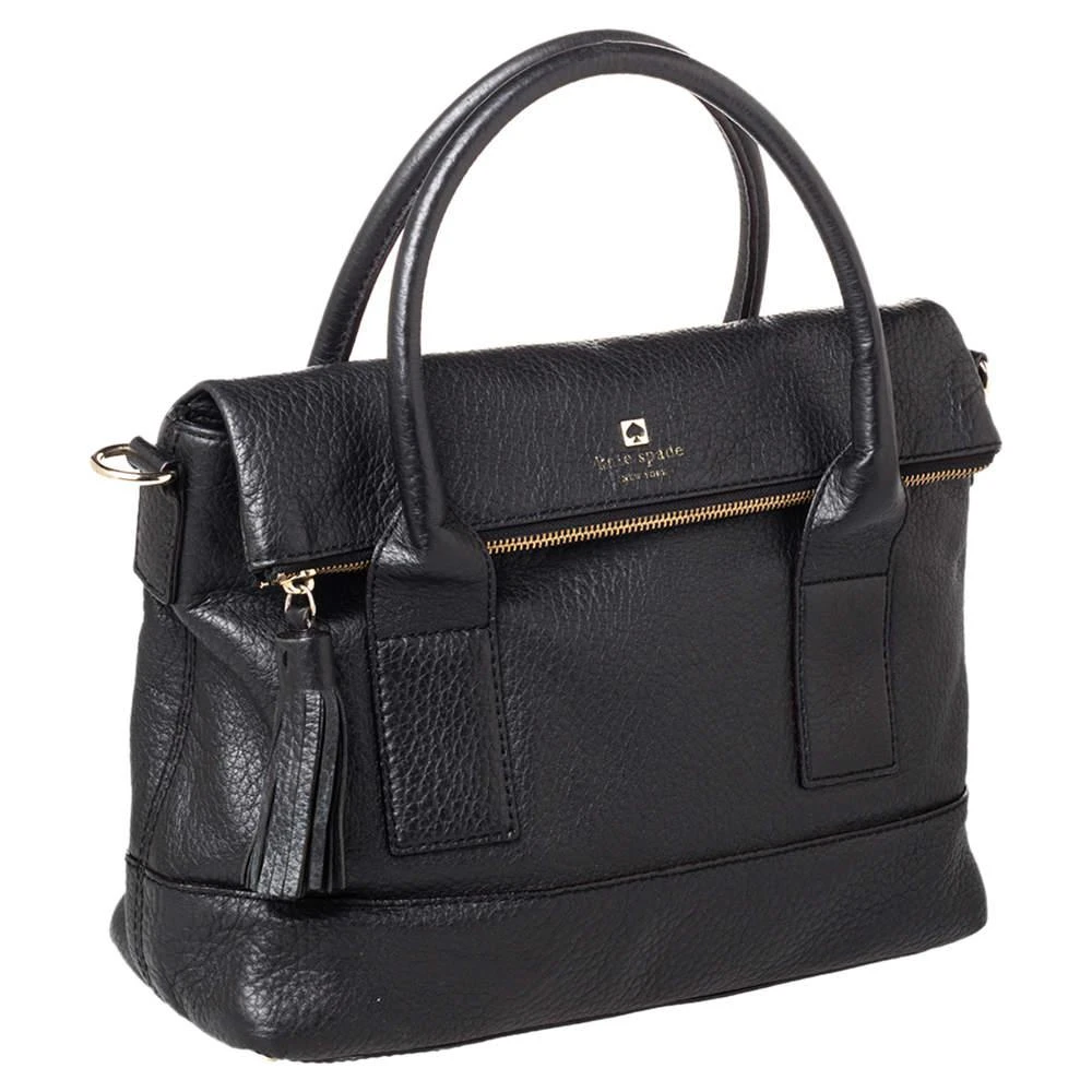 商品[二手商品] Kate Spade|Kate Spade Black Leather Foldover Tote,价格¥1443,第3张图片详细描述