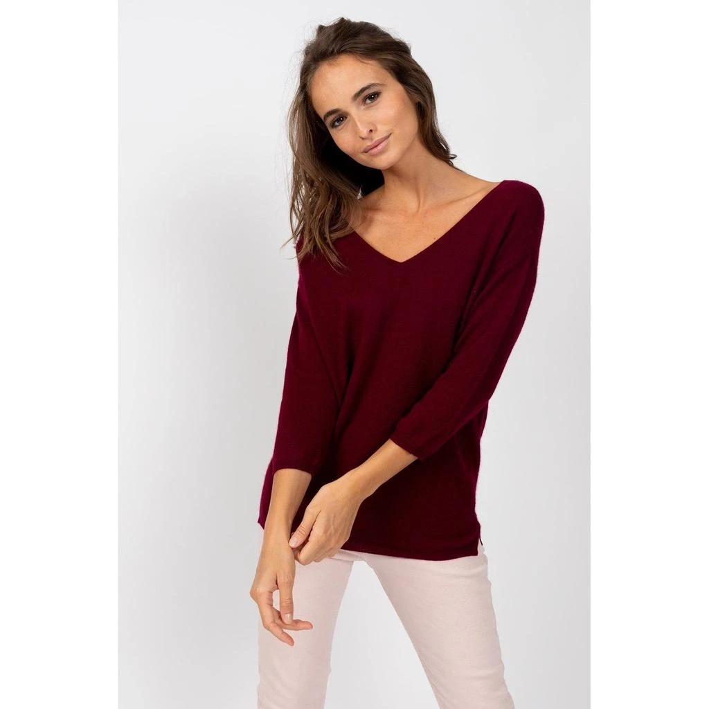 商品预计3周后发货 Perfect Cashmere|Perfect Cashmere - Pull Col V Loose Thais Burgundy, 100% Cachemire, 2 Fils, Jersey - Femme,价格¥550,第5张图片详细描述