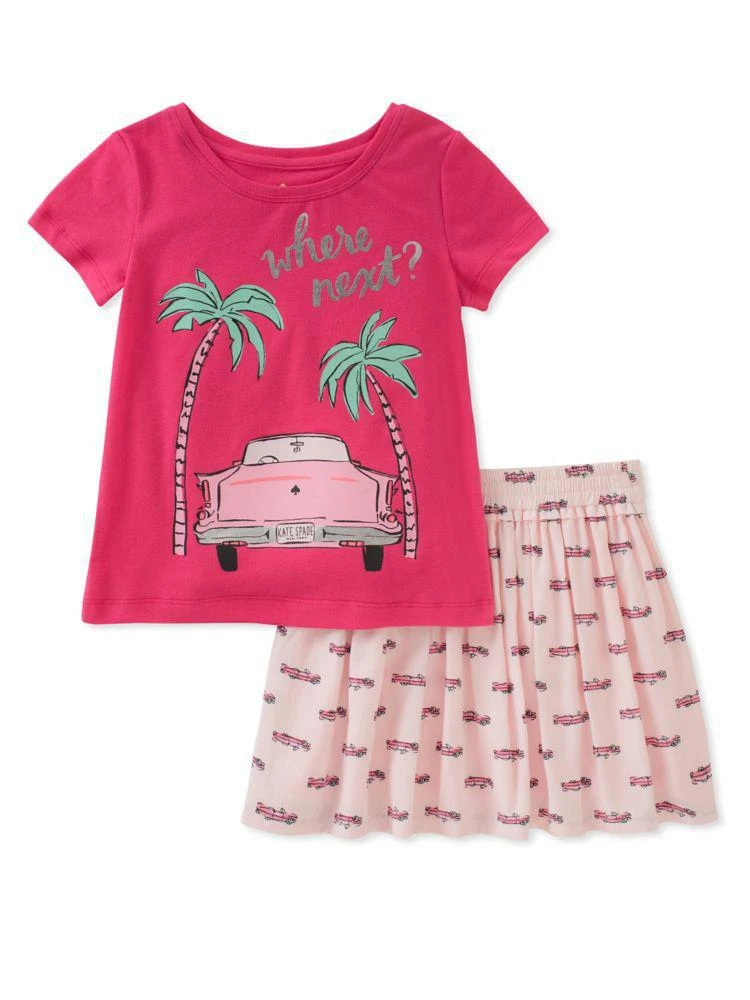 商品Kate Spade|Baby Girl's Two-Piece Where Next Tee and Skirt Set,价格¥95,第1张图片