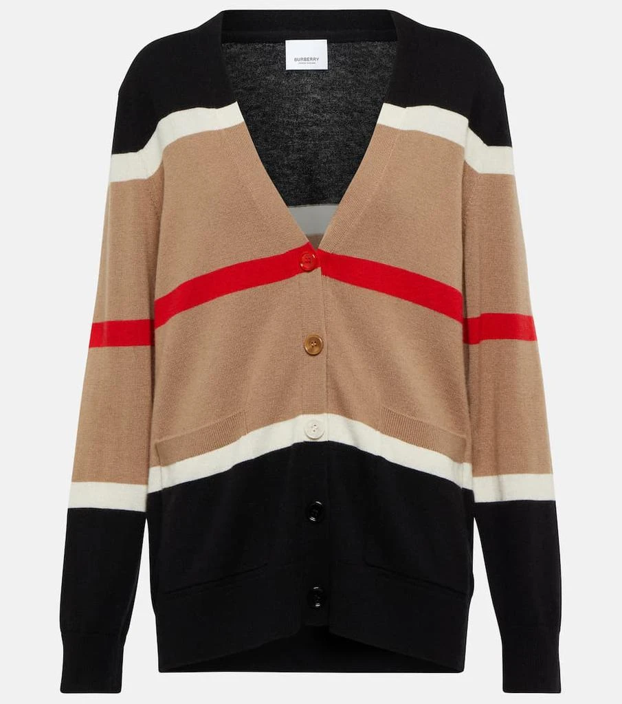 商品Burberry|Striped cashmere and silk cardigan,价格¥8177,第1张图片