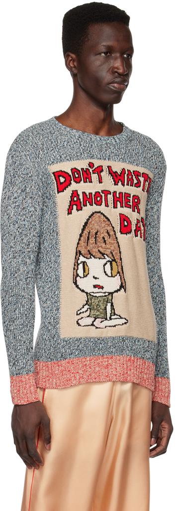 Blue 'Don't Waste Another Day' Sweater商品第2张图片规格展示