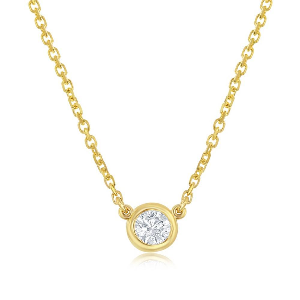商品Macy's|Diamond Bezel-Set Solitaire Pendant Necklace (1/6 ct. t.w.) in 14k Yellow or Rose Gold, 16" + 2" extender,价格¥10460,第3张图片详细描述