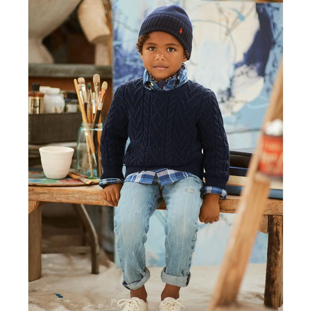 商品Ralph Lauren|Toddler and Little Boys Aran-Knit Blended Sweater,价格¥202,第1张图片